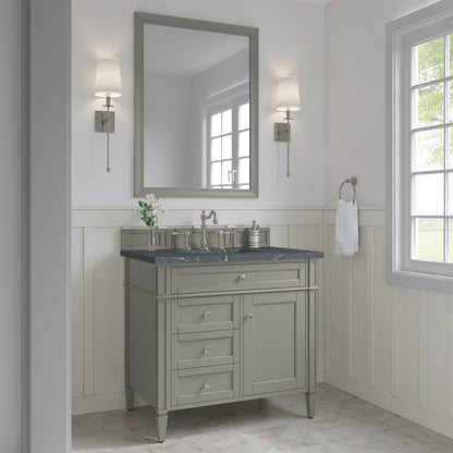 James Martin Vanities Brittany 36" Urban Gray Single Vanity With 3 cm Parisien Bleu Quartz Top