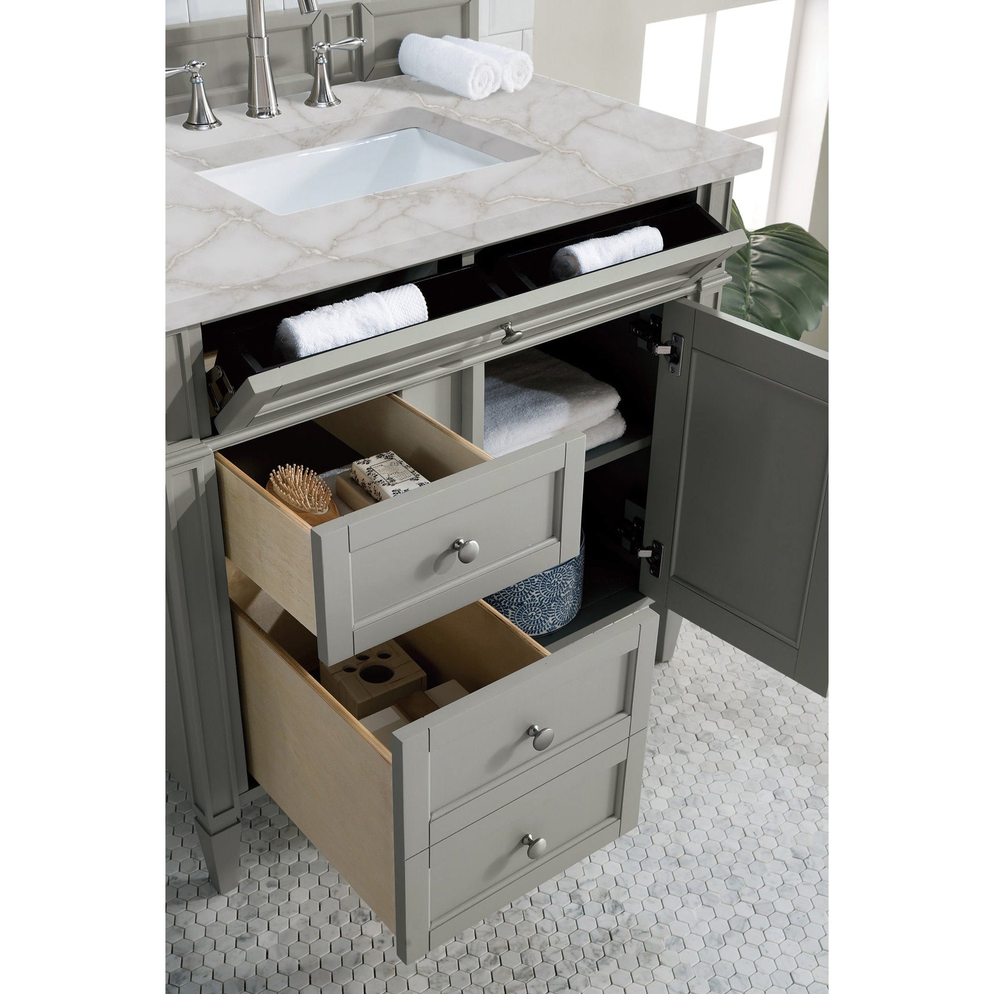 James Martin Vanities Brittany 36" Urban Gray Single Vanity With 3 cm Victorian Silver Quartz Top