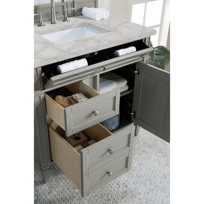 James Martin Vanities Brittany 36" Urban Gray Single Vanity With 3 cm Victorian Silver Quartz Top