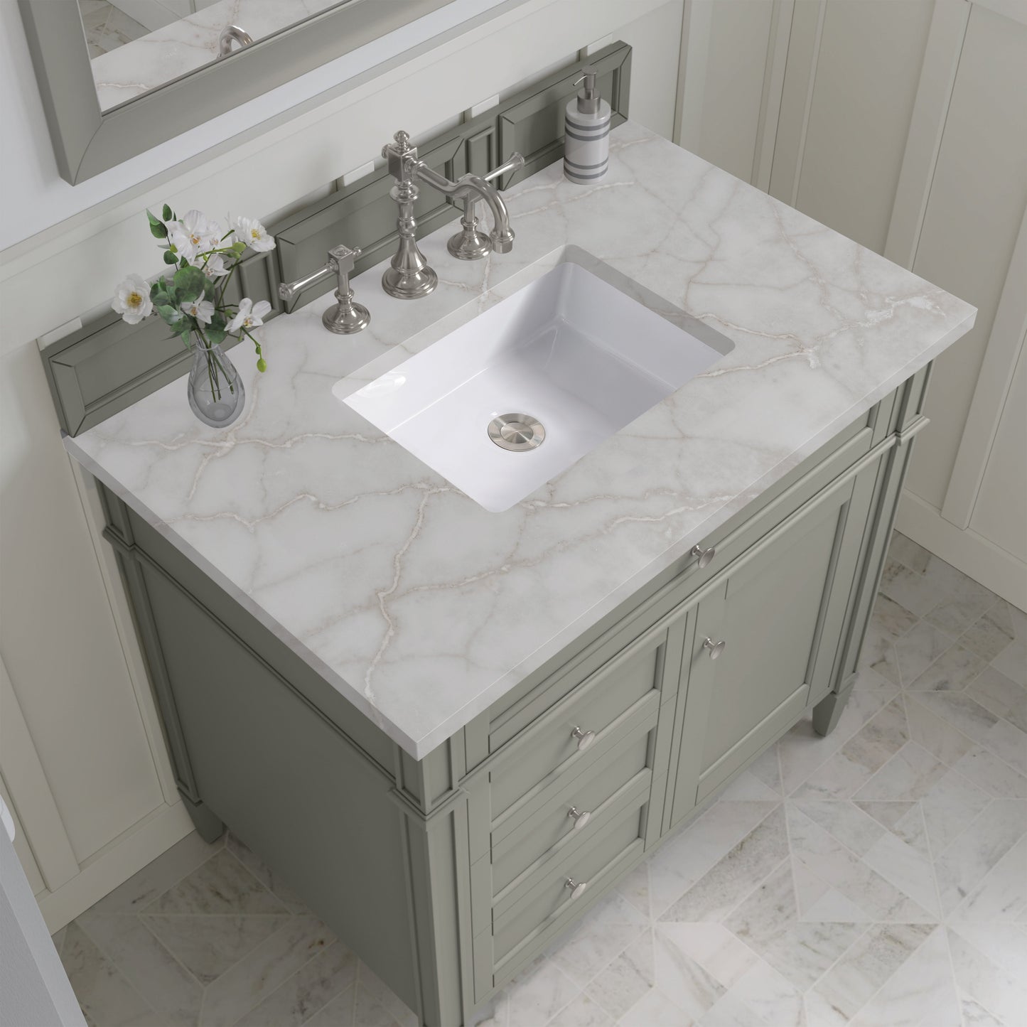 James Martin Vanities Brittany 36" Urban Gray Single Vanity With 3 cm Victorian Silver Quartz Top