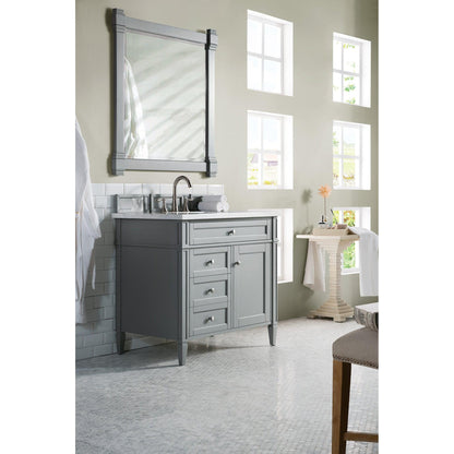 James Martin Vanities Brittany 36" Urban Gray Single Vanity With 3cm Arctic Fall Solid Surface Top