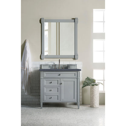 James Martin Vanities Brittany 36" Urban Gray Single Vanity With 3cm Charcoal Soapstone Quartz Top