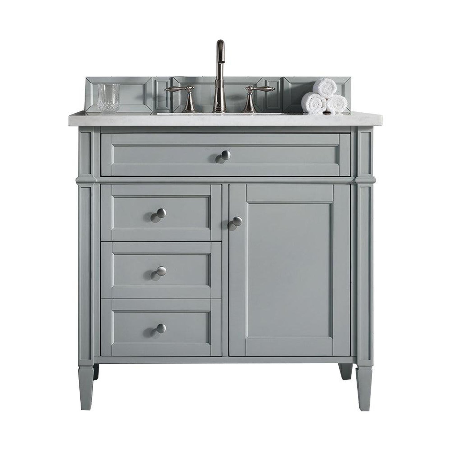 James Martin Vanities Brittany 36" Urban Gray Single Vanity With 3cm Eternal Jasmine Pearl Quartz Top