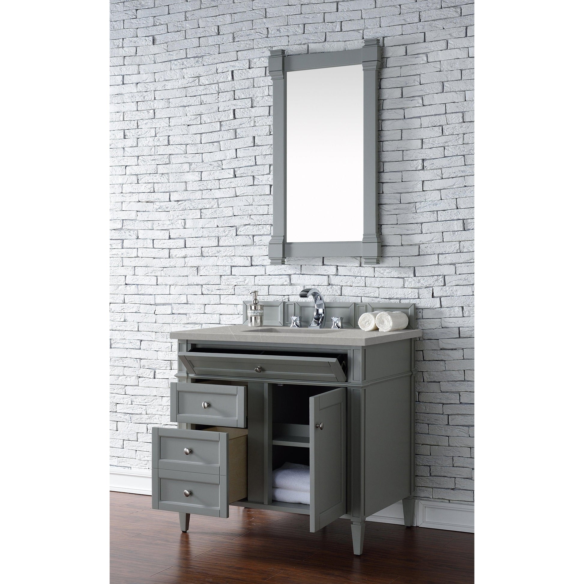 James Martin Vanities Brittany 36" Urban Gray Single Vanity With 3cm Eternal Serena Quartz Top