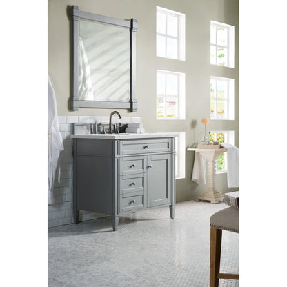 James Martin Vanities Brittany 36" Urban Gray Single Vanity With 3cm Ethereal Noctis Quartz Top