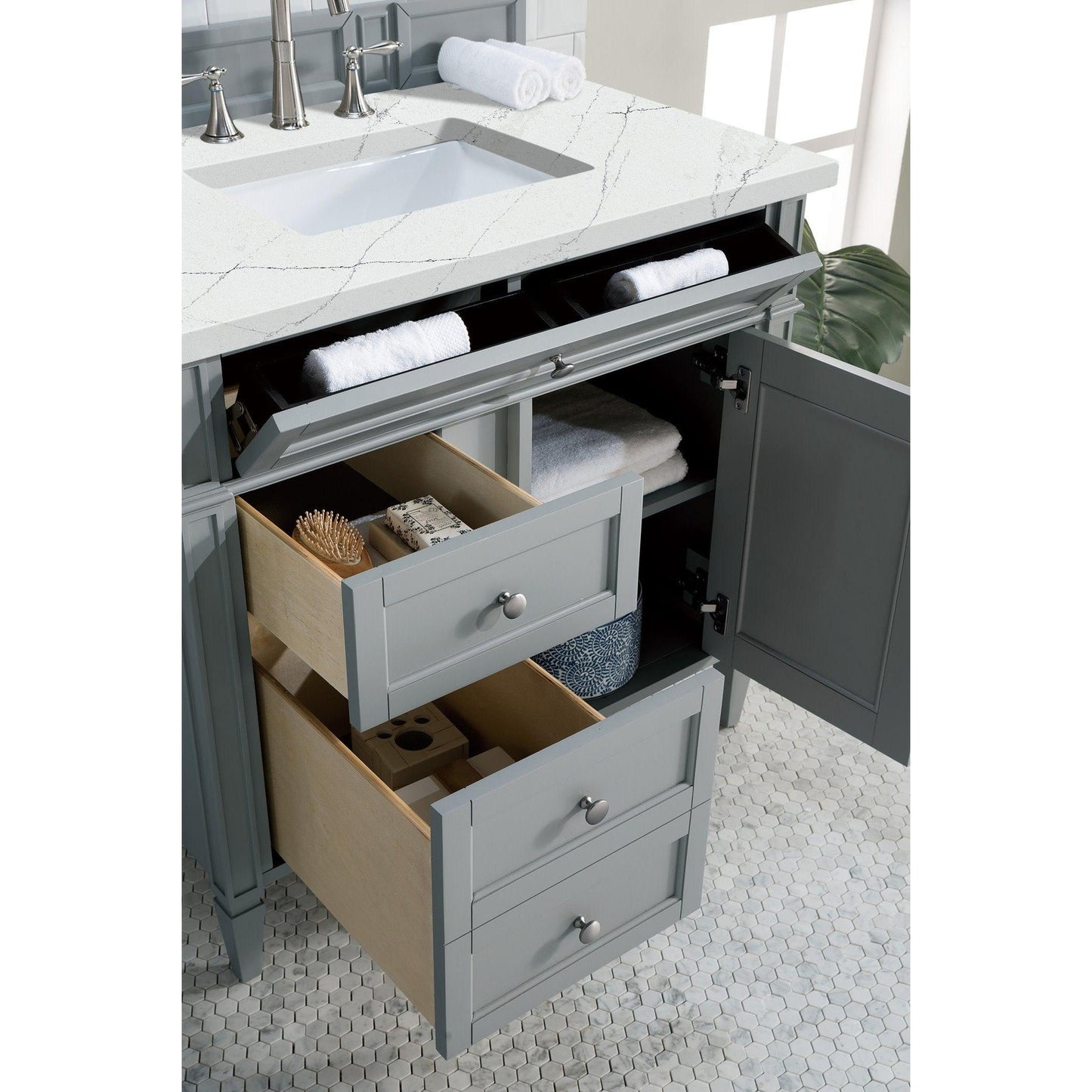 James Martin Vanities Brittany 36" Urban Gray Single Vanity With 3cm Ethereal Noctis Quartz Top