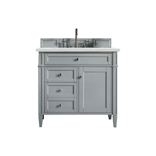 James Martin Vanities Brittany 36" Urban Gray Single Vanity With 3cm Ethereal Noctis Quartz Top