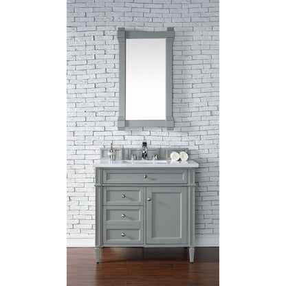 James Martin Vanities Brittany 36" Urban Gray Single Vanity With 3cm White Zeus Quartz Top