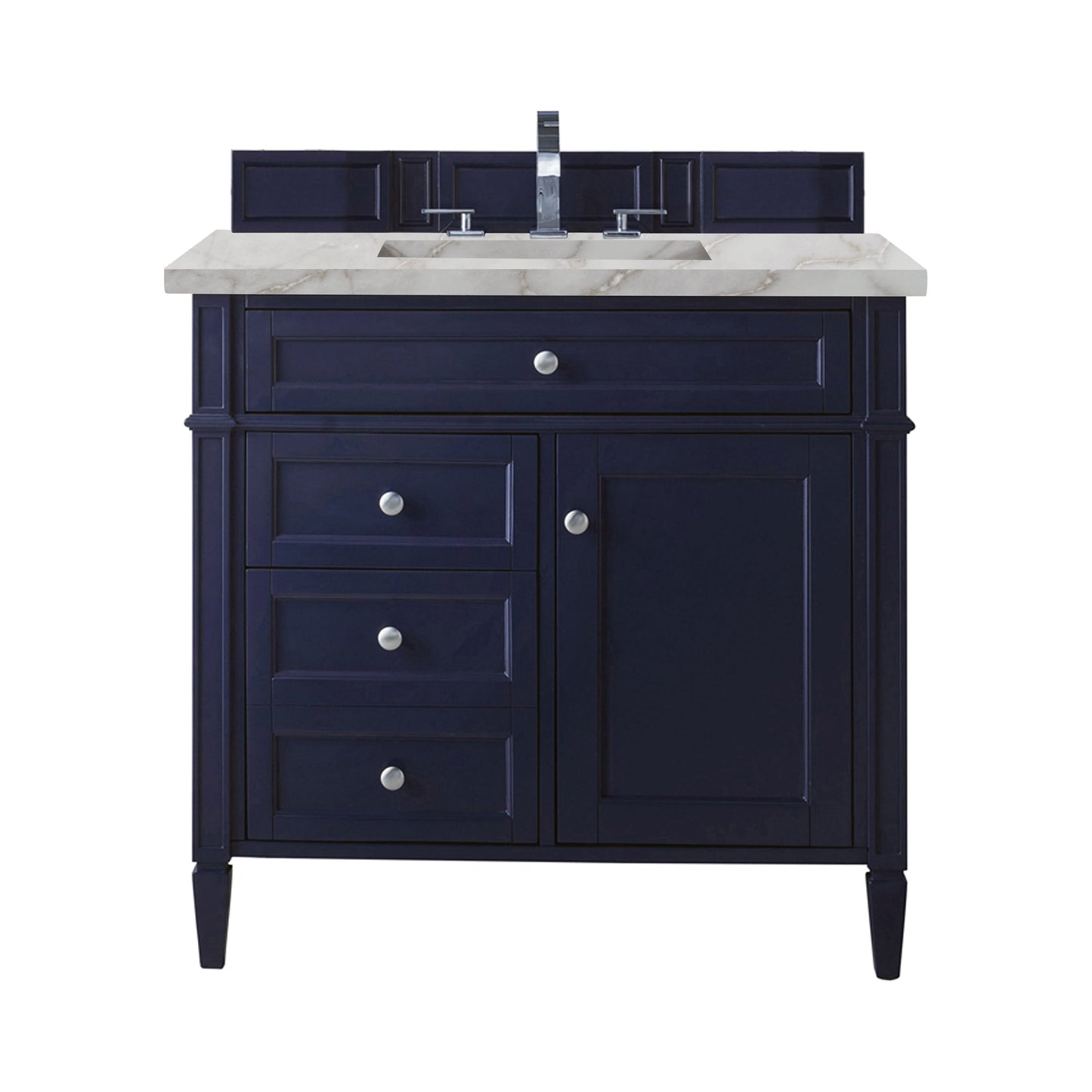 James Martin Vanities Brittany 36" Victory Blue Single Vanity With 3 cm Victorian Silver Quartz Top