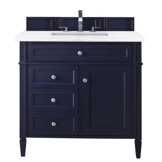 James Martin Vanities Brittany 36" Victory Blue Single Vanity With 3cm Arctic Fall Solid Surface Top