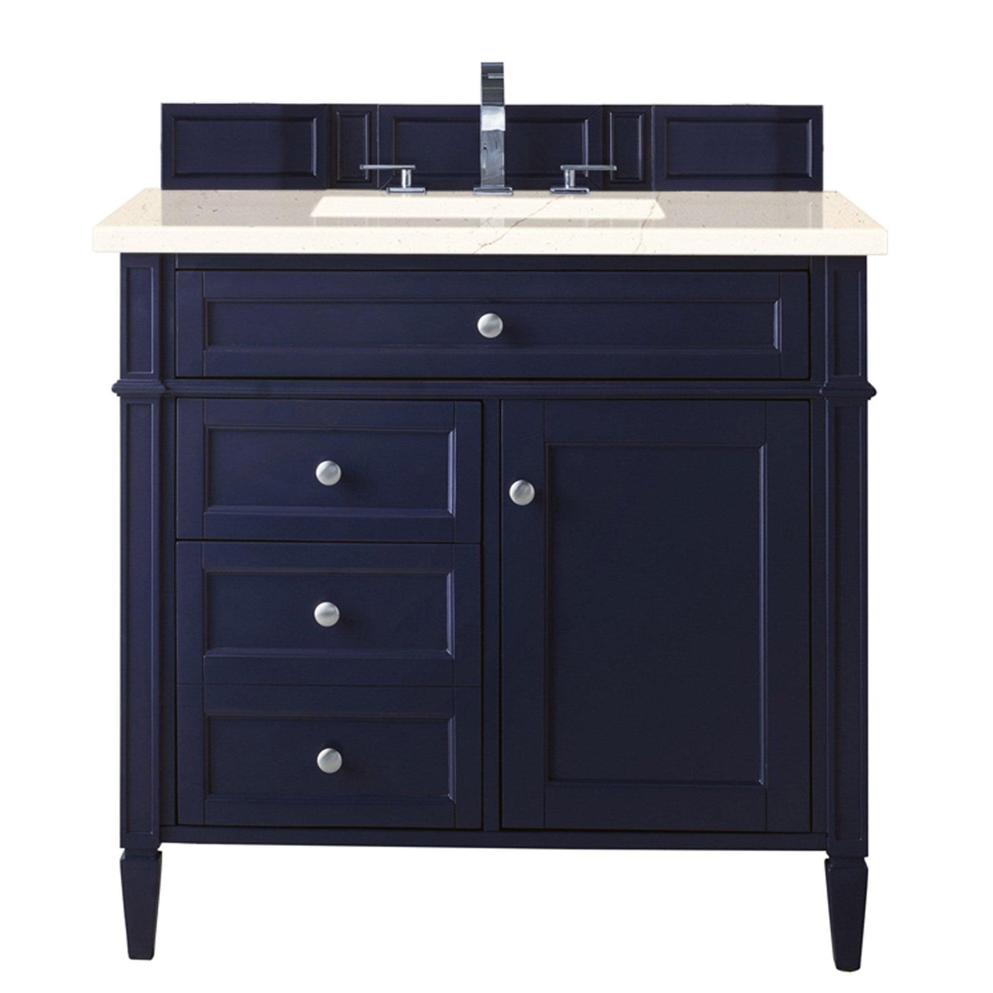 James Martin Vanities Brittany 36" Victory Blue Single Vanity With 3cm Eternal Marfil Quartz Top