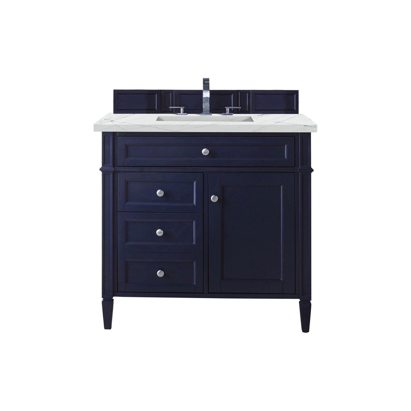 James Martin Vanities Brittany 36" Victory Blue Single Vanity With 3cm Ethereal Noctis Quartz Top