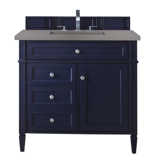 James Martin Vanities Brittany 36" Victory Blue Single Vanity With 3cm Grey Expo Quartz Top