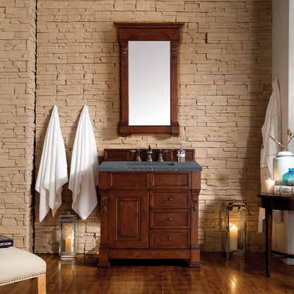 James Martin Vanities Brittany 36" Warm Cherry Single Vanity With 3 cm Parisien Bleu Quartz Top