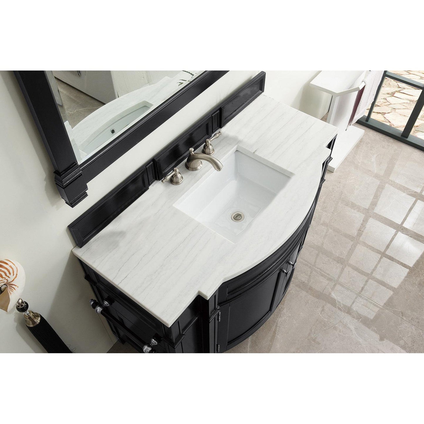 James Martin Vanities Brittany 46" Black Onyx Single Vanity With 3cm Arctic Fall Solid Surface Top