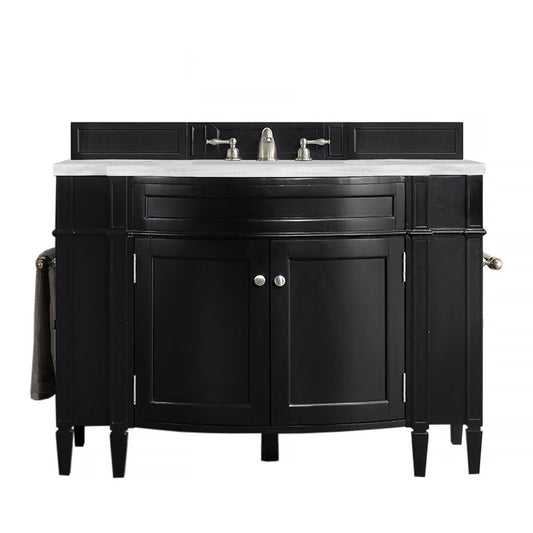 James Martin Vanities Brittany 46" Black Onyx Single Vanity With 3cm Arctic Fall Solid Surface Top