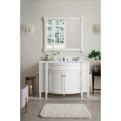 James Martin Vanities Brittany 46" Bright White Single Vanity With 3cm Arctic Fall Solid Surface Top
