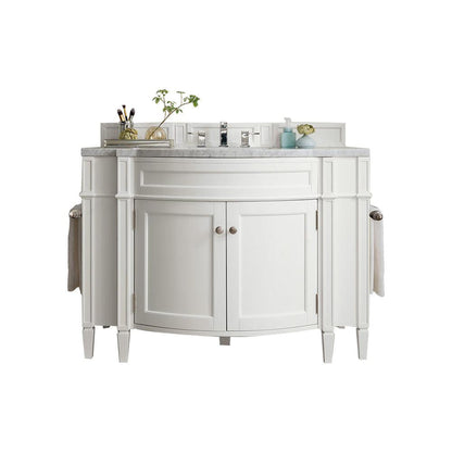 James Martin Vanities Brittany 46" Bright White Single Vanity With 3cm Arctic Fall Solid Surface Top