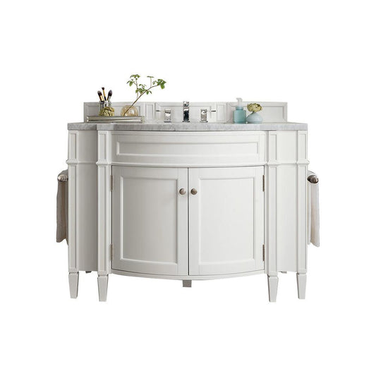 James Martin Vanities Brittany 46" Bright White Single Vanity With 3cm Arctic Fall Solid Surface Top