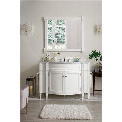 James Martin Vanities Brittany 46" Bright White Single Vanity With 3cm Carrara Marble Top