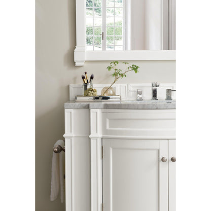 James Martin Vanities Brittany 46" Bright White Single Vanity With 3cm Carrara Marble Top