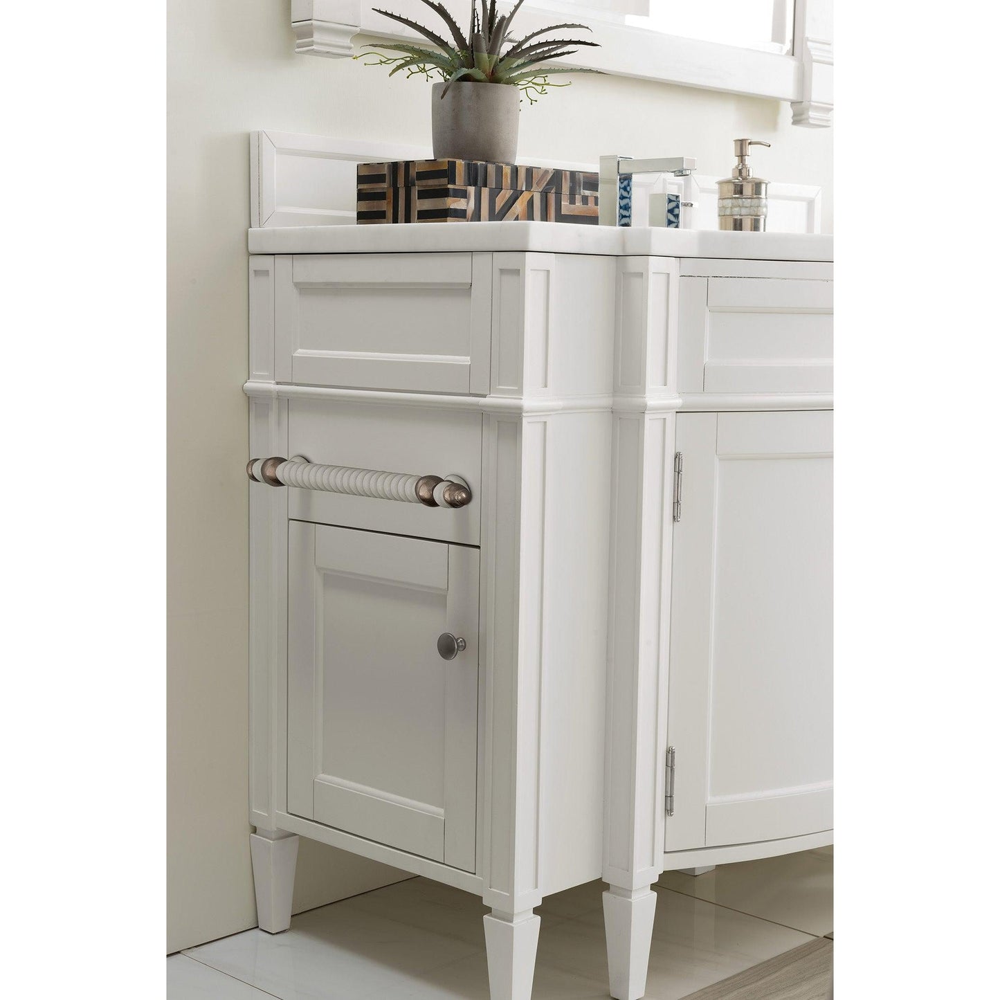 James Martin Vanities Brittany 46" Bright White Single Vanity With 3cm Carrara Marble Top