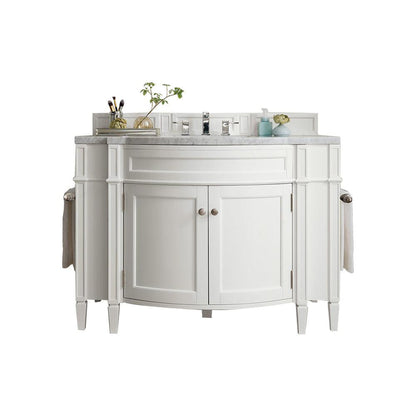 James Martin Vanities Brittany 46" Bright White Single Vanity With 3cm Carrara Marble Top