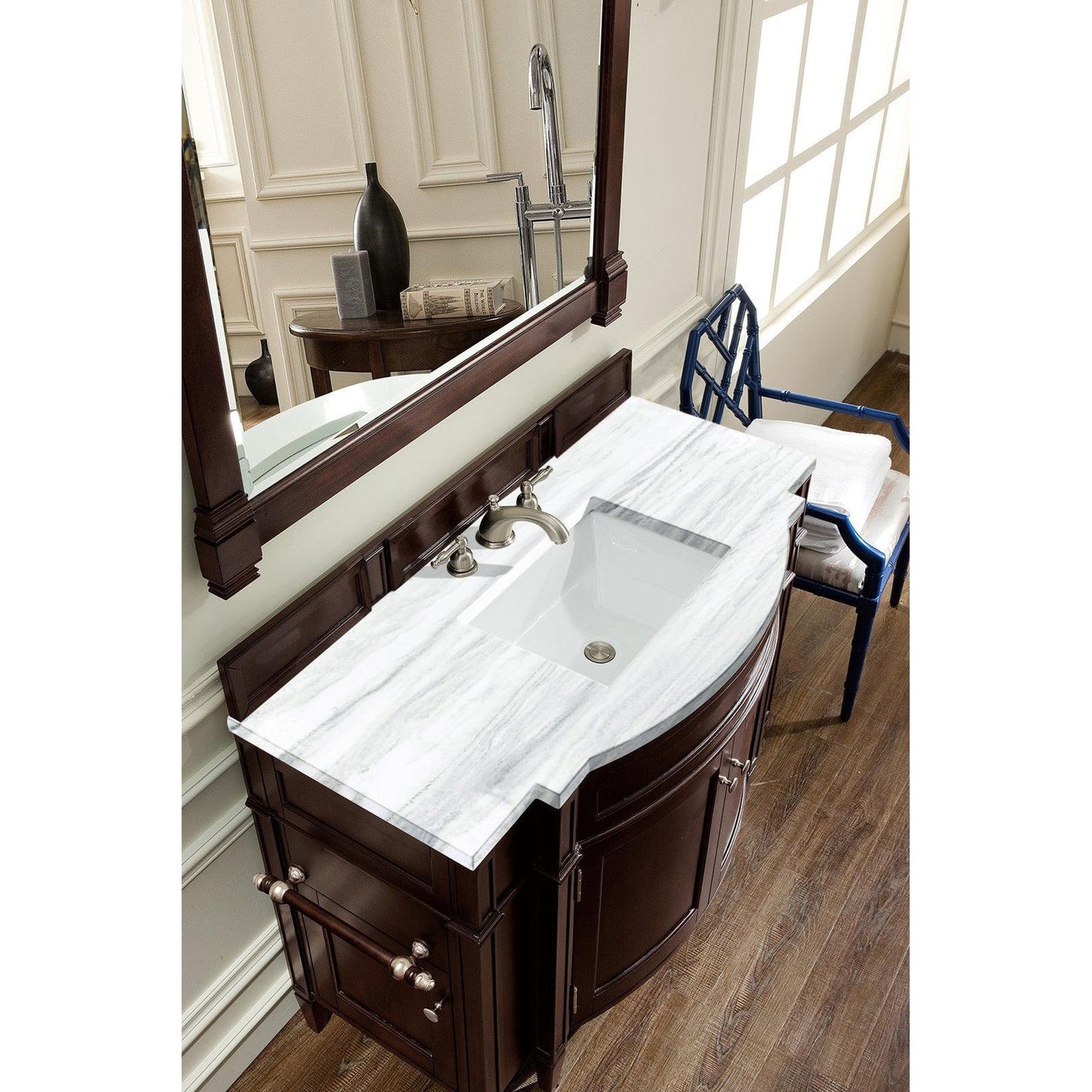 James Martin Vanities Brittany 46" Burnished Mahogany Single Vanity With 3cm Arctic Fall Solid Surface Top