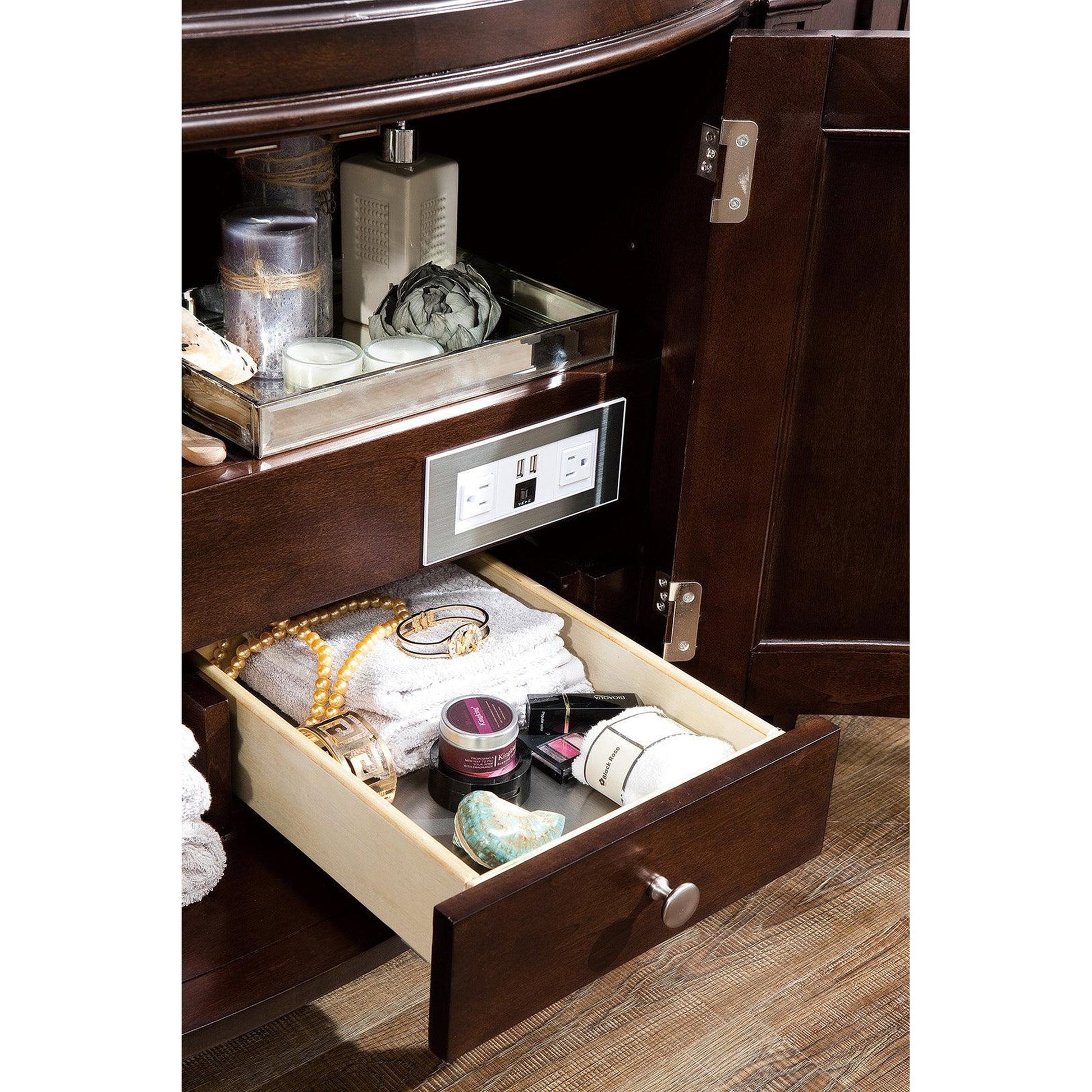 James Martin Vanities Brittany 46" Burnished Mahogany Single Vanity With 3cm Arctic Fall Solid Surface Top