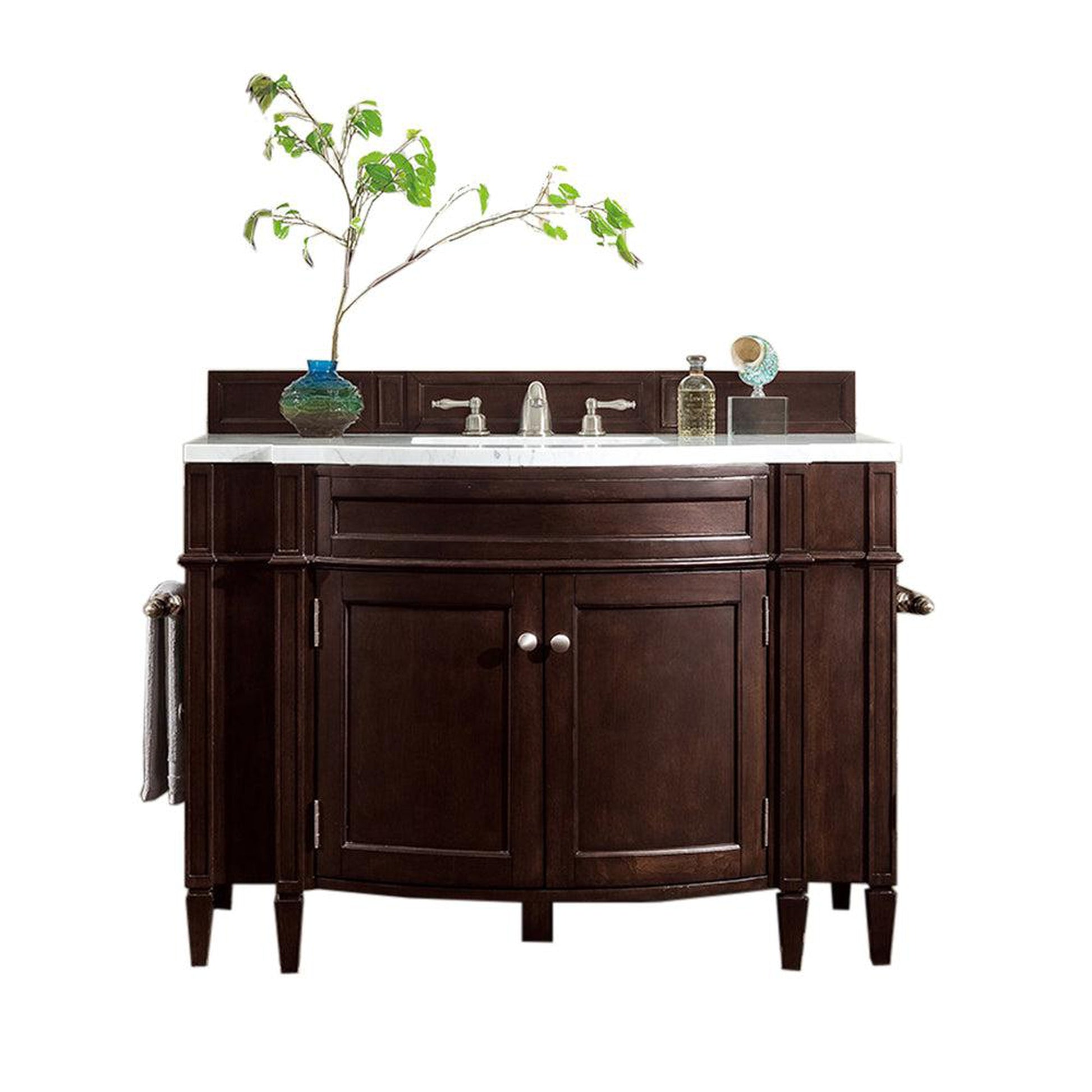 James Martin Vanities Brittany 46" Burnished Mahogany Single Vanity With 3cm Carrara Marble Top