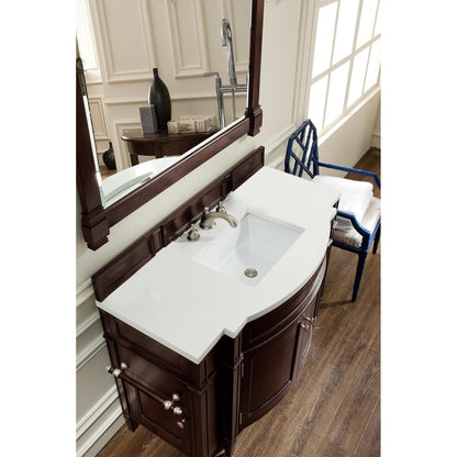 James Martin Vanities Brittany 46" Burnished Mahogany Single Vanity With 3cm Classic White Quartz Top