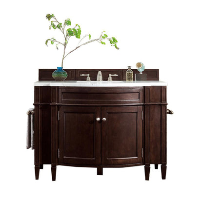 James Martin Vanities Brittany 46" Burnished Mahogany Single Vanity With 3cm Classic White Quartz Top