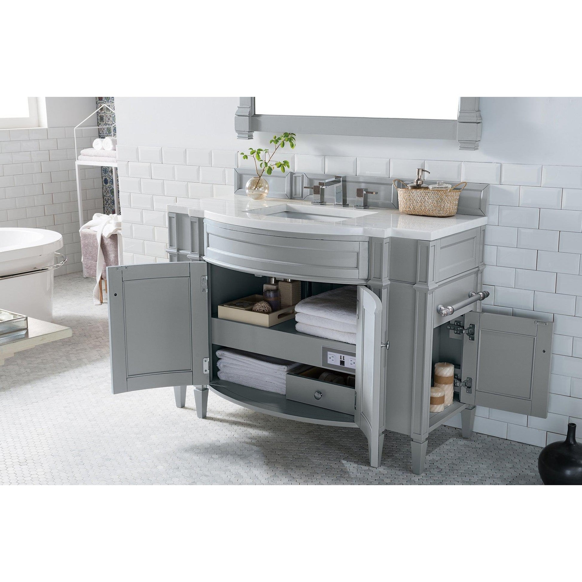 James Martin Vanities Brittany 46" Urban Gray Single Vanity With 3cm Arctic Fall Solid Surface Top