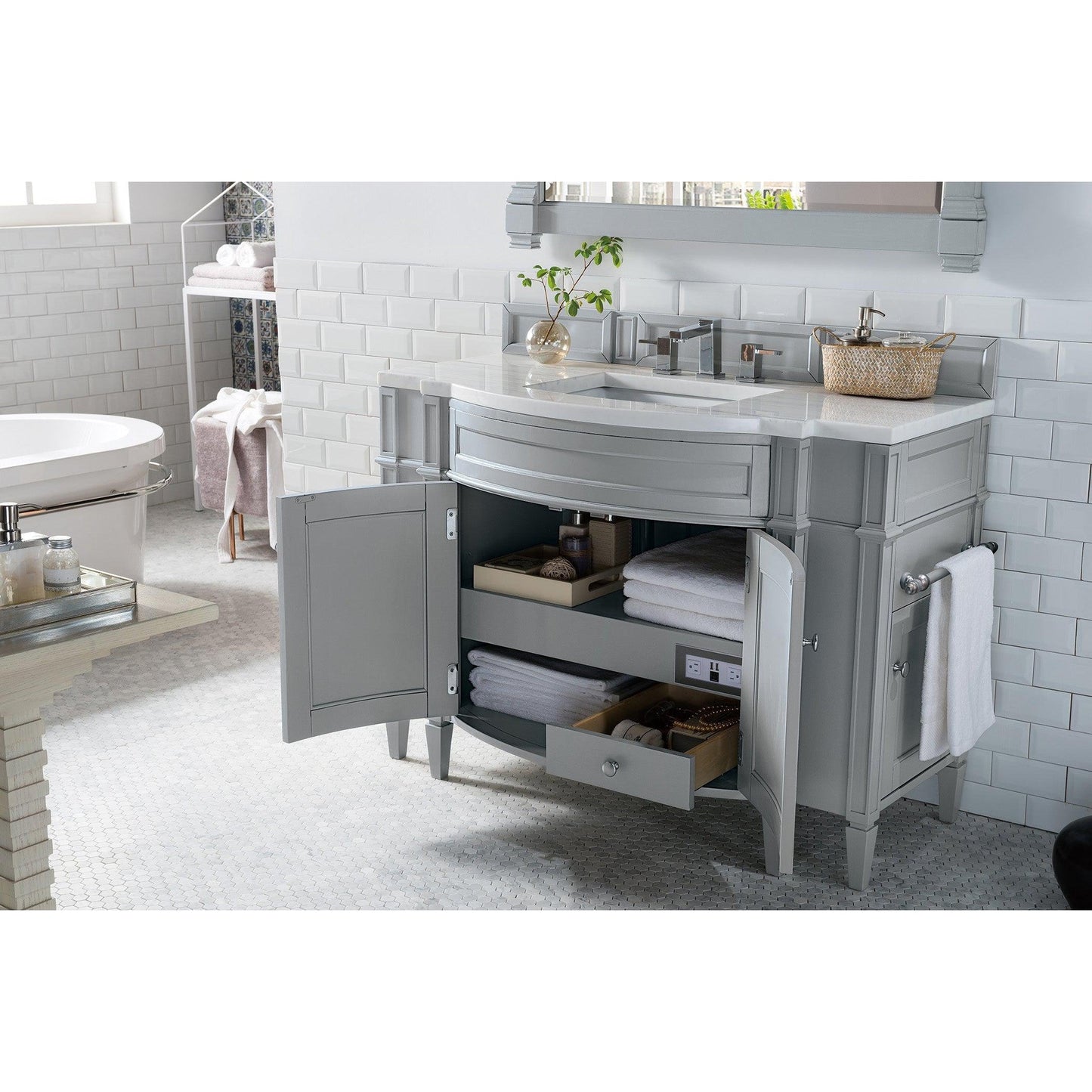 James Martin Vanities Brittany 46" Urban Gray Single Vanity With 3cm Arctic Fall Solid Surface Top