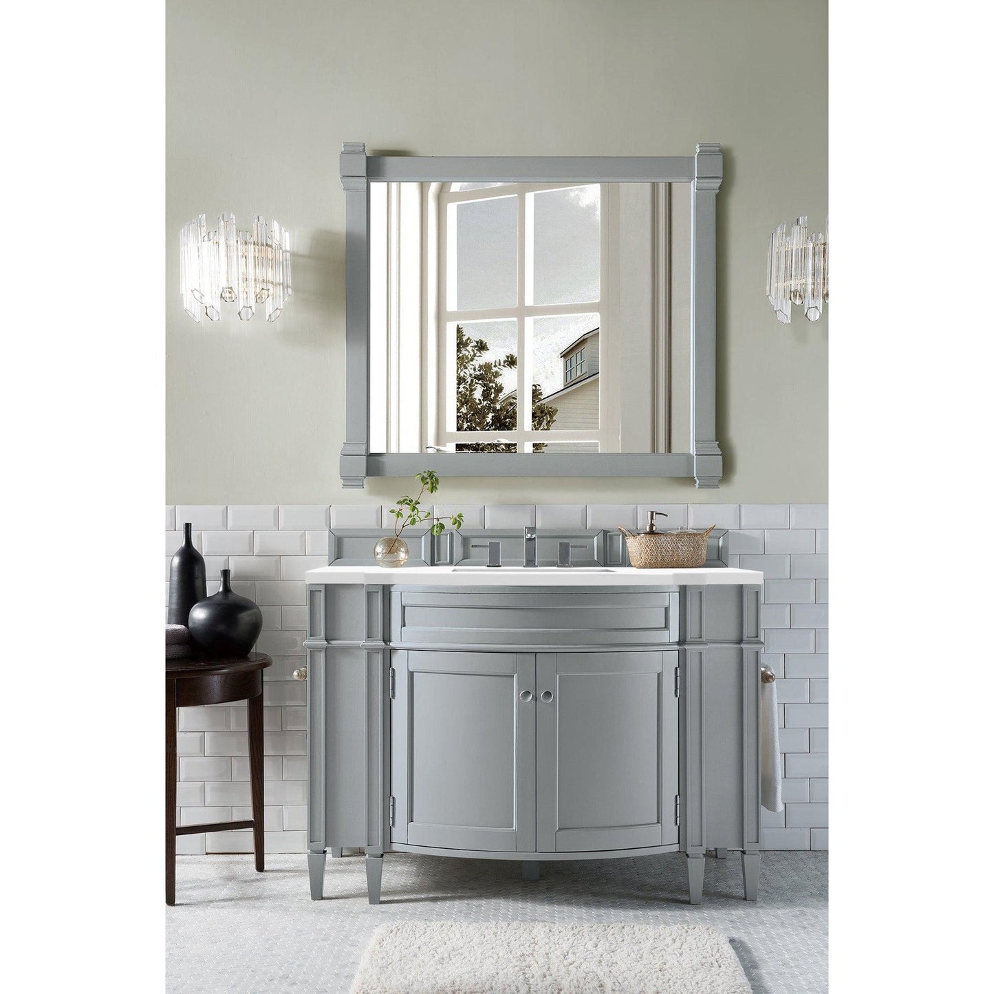 James Martin Vanities Brittany 46" Urban Gray Single Vanity With 3cm White Zeus Quartz Top