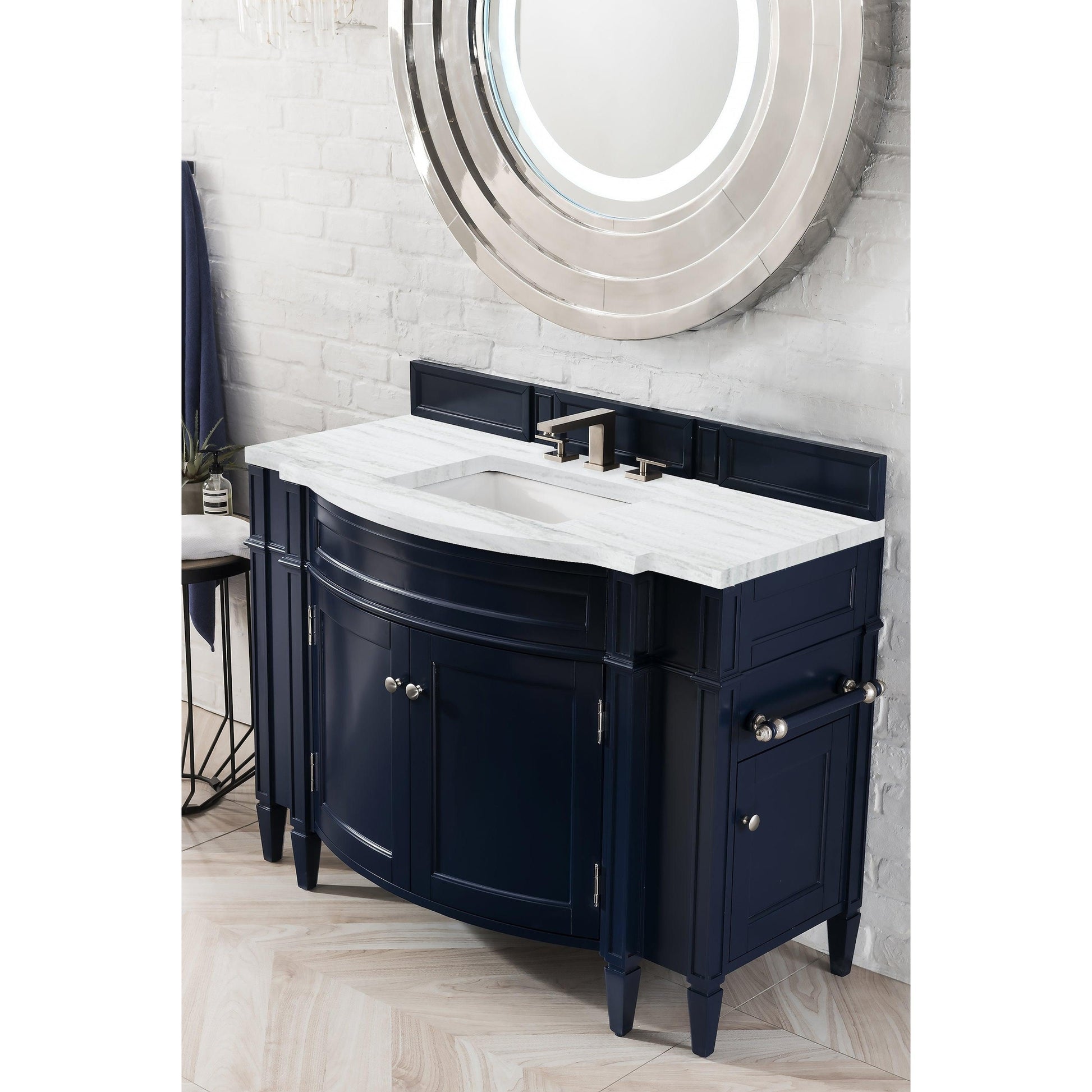 James Martin Vanities Brittany 46" Victory Blue Single Vanity With 3cm Arctic Fall Solid Surface Top