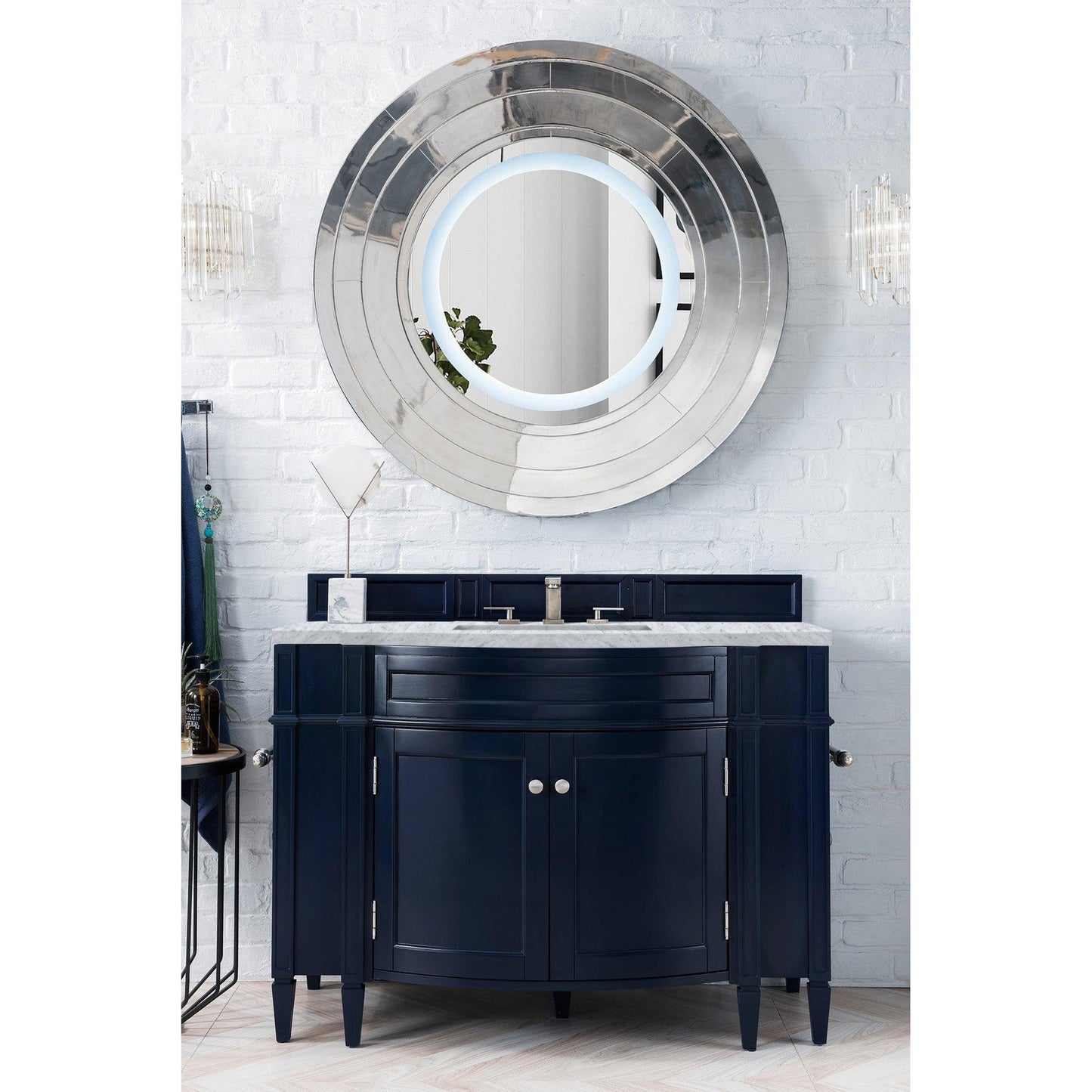 James Martin Vanities Brittany 46" Victory Blue Single Vanity With 3cm Carrara Marble Top