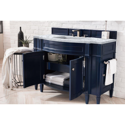 James Martin Vanities Brittany 46" Victory Blue Single Vanity With 3cm Carrara Marble Top