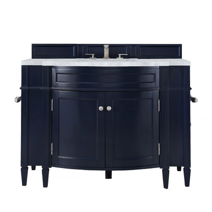 James Martin Vanities Brittany 46" Victory Blue Single Vanity With 3cm Carrara Marble Top