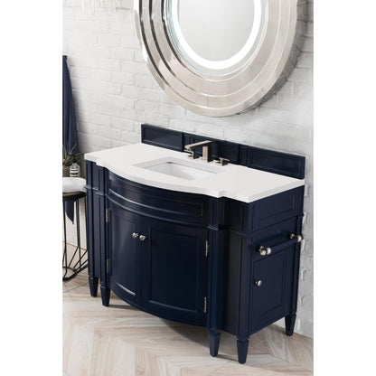 James Martin Vanities Brittany 46" Victory Blue Single Vanity With 3cm White Zeus Quartz Top