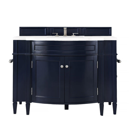 James Martin Vanities Brittany 46" Victory Blue Single Vanity With 3cm White Zeus Quartz Top