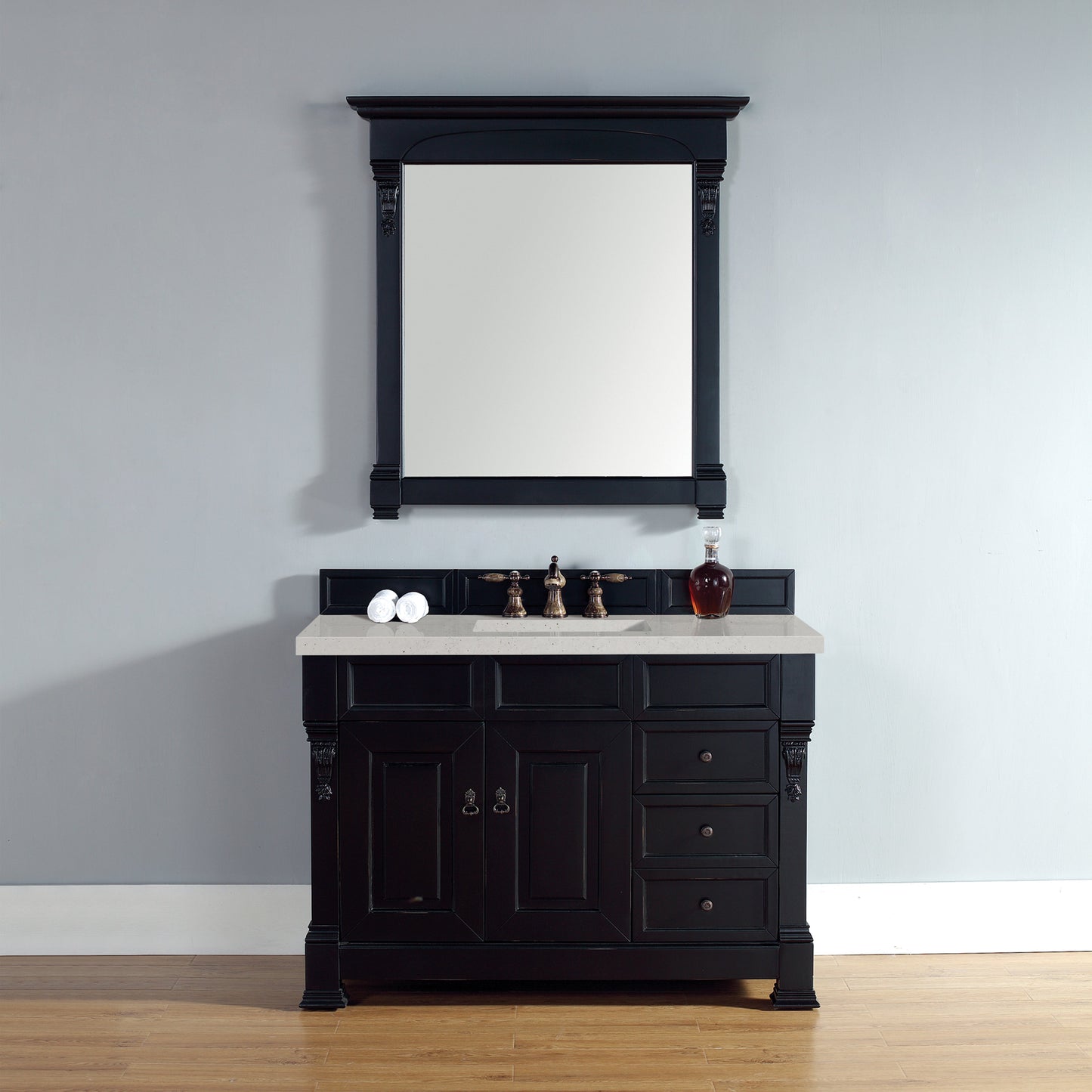 James Martin Vanities Brittany 48" Antique Black Single Vanity With 3 cm Lime Delight Quartz Top