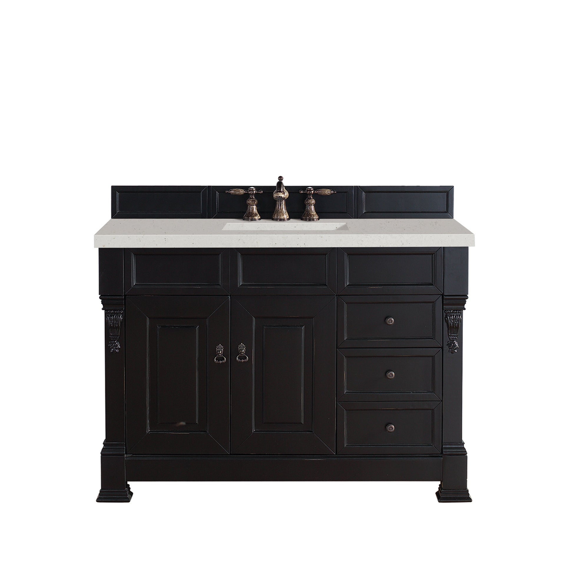 James Martin Vanities Brittany 48" Antique Black Single Vanity With 3 cm Lime Delight Quartz Top