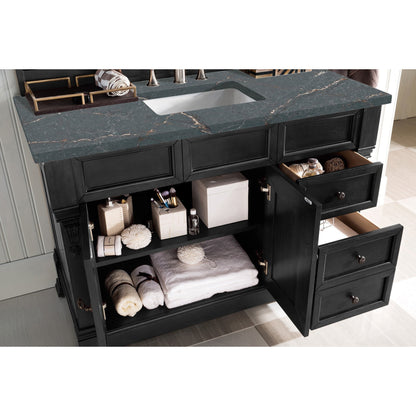 James Martin Vanities Brittany 48" Antique Black Single Vanity With 3 cm Parisien Bleu Quartz Top