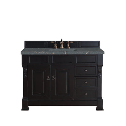 James Martin Vanities Brittany 48" Antique Black Single Vanity With 3 cm Parisien Bleu Quartz Top