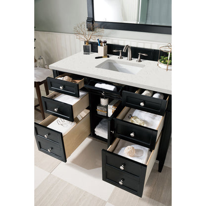 James Martin Vanities Brittany 48" Black Onyx Single Vanity With 3 cm Lime Delight Quartz Top