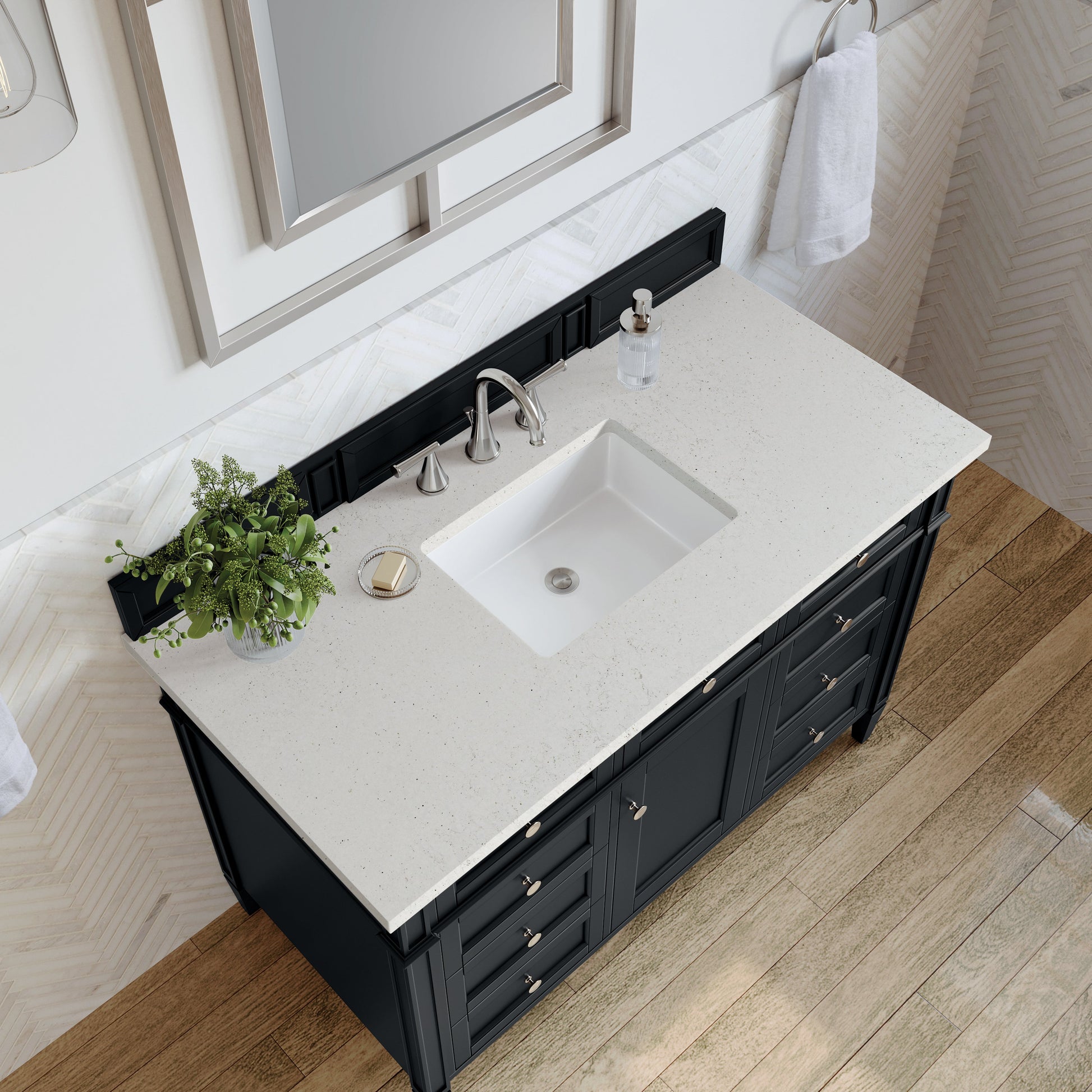 James Martin Vanities Brittany 48" Black Onyx Single Vanity With 3 cm Lime Delight Quartz Top