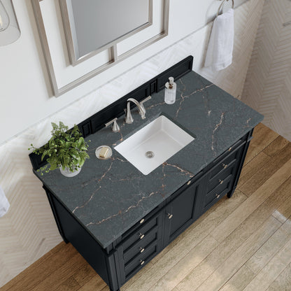 James Martin Vanities Brittany 48" Black Onyx Single Vanity With 3 cm Parisien Bleu Quartz Top