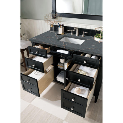 James Martin Vanities Brittany 48" Black Onyx Single Vanity With 3 cm Parisien Bleu Silestone Top and FreePower Wireless Charger