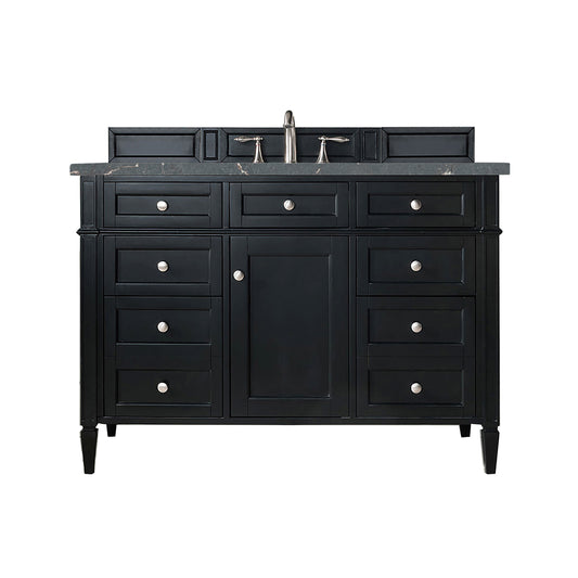 James Martin Vanities Brittany 48" Black Onyx Single Vanity With 3 cm Parisien Bleu Silestone Top and FreePower Wireless Charger
